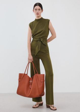 Mango Gilet maglia cintura kaki - Donna - 1XL - MANGO