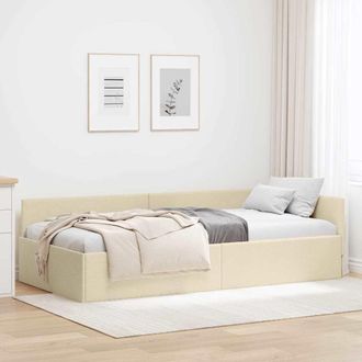 vidaXL Vidaxl Cornice Del Letto Ad Angolo Crema 90 X 190 Cm Tessuto