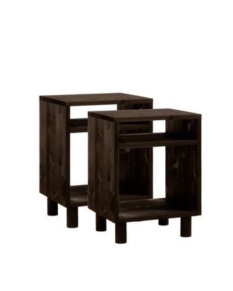 Deco Wood Pack 2 mesitas de noche de madera maciza negro 51x32cm
