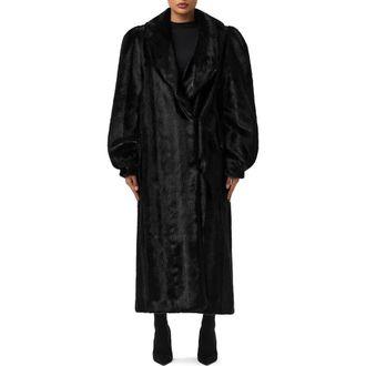 Naked Wardrobe Longline Faux Fur Coat in Black at Nordstrom, Size X-Large