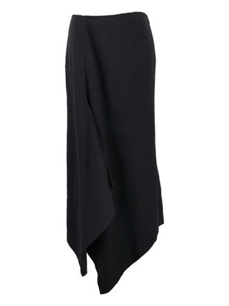 Mondrian asymmetrical-hem skirt - women - Virgin Wool - 46 - Black