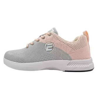 Elite Womens Comfort Bowling Shoes - Universal Slide Soles, Ultra Light-Weight Mesh Athletic Style for Bowlers, Grey/Peach, 5.5 UK