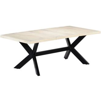 vidaXL Mesa De Comedor Madera Maciza De Mango Blanco 200x100x75 Cm Vidaxl