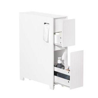 SoBuy Carrellino Salvaspazio Mensola Nicchia 20cm Con Ruote Organizzatore Bagno Mobiletto Bagno Mobile Porta Carta Igienica Bianco 20x60x75cm Bzr111-w Sobuy