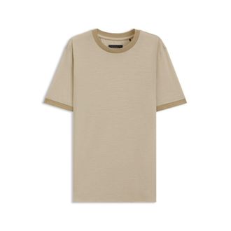 BOSS Luxe travel wool T-shirt with FK collar