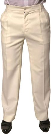 Dolce & Gabbana Wollen Pantalon - Heren - Straight fit broeken - Beige - M - Wol - Broeken