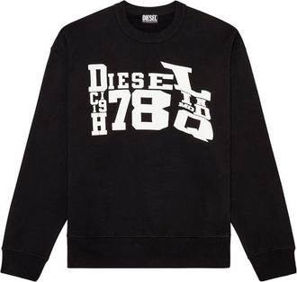 Diesel Unisex Sweatshirt met vervormd logo voor volwassenen (Zwart)