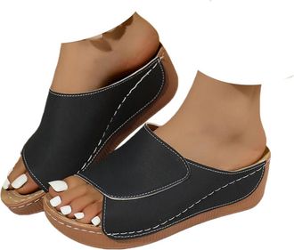 Generic Comfortable Wedge Sandals for Women 2026 Summer Breathable Dressy Platform Slip On Walking Solid Color Sandals with Arch Support Open Toe Wide Casual 