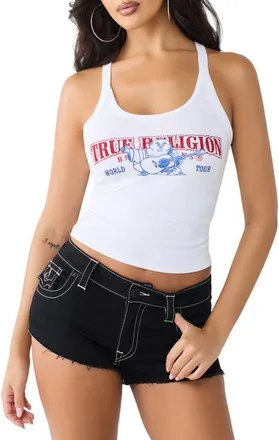True Religion Buddha Classic Racerback Tank in White at Nordstrom, Size Xx-Large