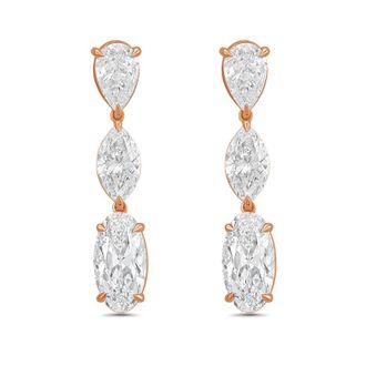 Diana M. Jewels 14kt Rose Gold 8cts Lab Grown Multi-shaped diamond Drop Earrings