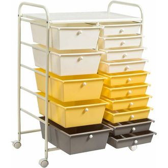 Costway Costway Carrito Auxiliar Almacenamiento Con 15 Cajones Apilables Y Ruedas Estructura Met&aacute;lica, Carro Organizador Para Cocina Restaurante (multicolor)