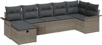 vidaXL Vidaxl - Garden Sofa Set 7 pcs Grey 297.5 x 132.5 x 85 cm Poly rattan