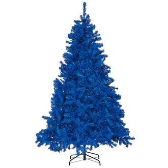 Beliani &Aacute;rbol De Navidad Artificial Azul 210 Cm Base De Metal Decoraci&oacute;n Tradicional Festividad Vacaciones De Invierno Farnham