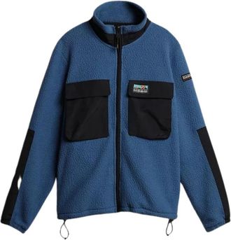 Napapijri Blauwe Step Rits Fleece Jas - Heren - Fleece jassen - Blauw - L - Polyester - Fitness