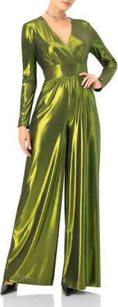 Ivonne V-Neck Wide-Leg Jumpsuit in Olive Green at Nordstrom, Size Medium