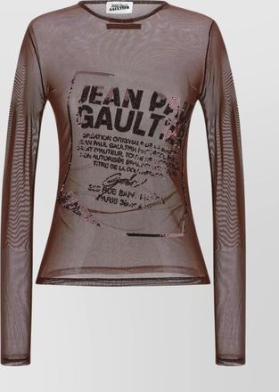 Jean Paul Gaultier graphic print sheer long sleeve top