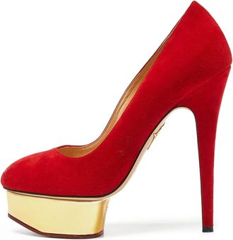 Charlotte Olympia pre-owned 145mm suede platform pumps - Red
