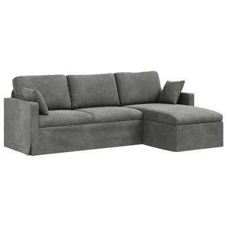 vidaXL Sof&aacute; Gris Oscuro 228 X 134 X 80 Cm Terciopelo Vidaxl