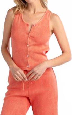 Red Haute Womens Button Vest In Salmon