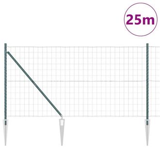 Berkfield Home Green Euro Fence with 13 Spike Posts 1.2x25 m Galvanised Steel Green