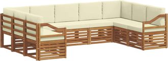 vidaXL Conjunto De Sof&aacute;s De Exterior 9 Uds. Natural Y Crema Vidaxl