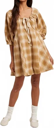 Wishlist Hollis Plaid Romper In Beige