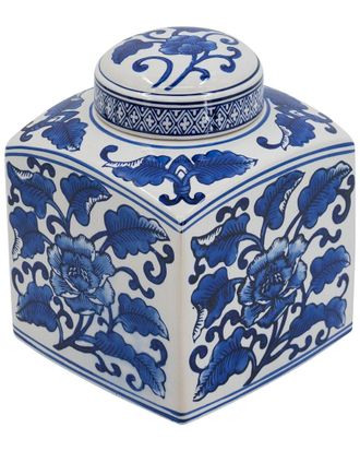 A&B Home 8In Hand Painted Square Canister