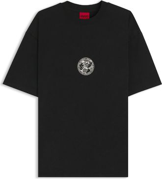 HUGO BOSS Mens Dwresto Boxing Artwork T-Shirt in Black Cotton - Size X-Large