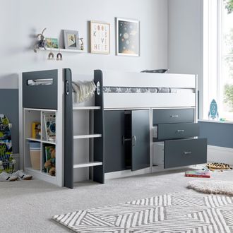 Bedmaster Lacy Storage Mid Sleeper Bed & Spring Mattress | Size: Single