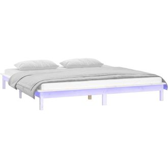 vidaXL Estructura cama led sin colchón madera maciza blanco 120x200 cm Vidaxl