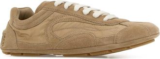 Prada Womens Beige Suede And Re-Nylon Montecarlo Re-Edition 2005 Sneakers Cammello