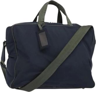 Prada Pre-owned Weekend Bags, female, Blue, Size: ONE SIZE Pre-owned Nylon Weekend Bag