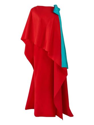 Carolina Herrera column gown with cape - women - Silk - 14 - Red