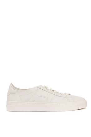 Santoni Double-Buckle Hammered Leather Sneakers