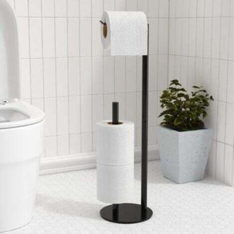 OEM Portarrollos De Papel Higi&eacute;nico De N&iacute;quel Cepillado Negro, Soporte Independiente Para Guardar Papel Higi&eacute;nico, Dispensador De Papel Higi&eacute;nico De Acero