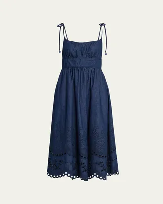 Zimmermann Mahon Broderie Denim Picnic Dress