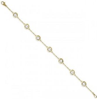 Allurez Lab Grown Diamond Station Bracelet Bezel-Set 14K Yellow Gold (2.10ct)
