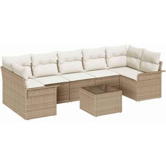 vidaXL Vidaxl - Conjunto De Sof&aacute; De Jard&iacute;n 8 Pcs Beige, Crema 55 X 55 X 37 Cm