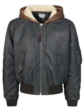J.W.Anderson Black Nylon Shearling-Lined Hooded Bomber Jacket