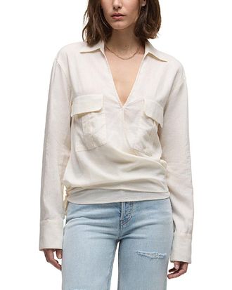 Hudson Hudson Jeans Long Sleeve Linen-Blend Wrap Shirt