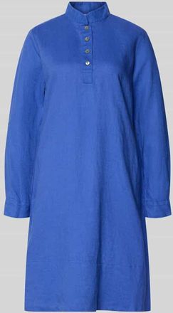 Christian Berg Leinenkleid mit Stehkragen und kurzer Knopfleiste in Royal, Gr&ouml;&szlig;e 34