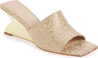 Koko + Palenki Talo Wedge Slide Sandal in Gold Metallic Fabric at Nordstrom, Size 11Us