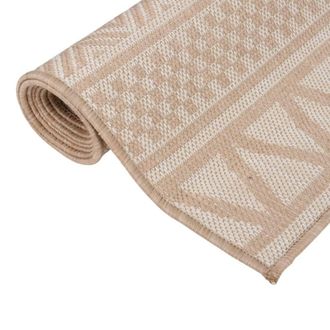 Berkfield Home Outdoor Flatweave Rug 200x280 cm Brown Stripes in Light Tan | Size: Medium