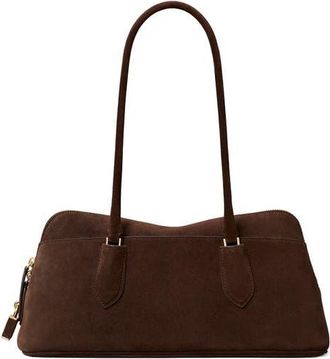 Tory Burch Lock Suede East-West Satchel in Dark Cocoa at Nordstrom