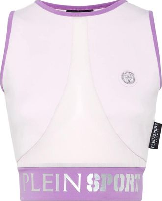 Plein Sport Tops, Dames, Wit, XS, Polyester, Crop Top