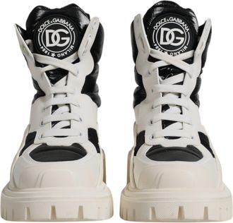 Dolce & Gabbana White Padded Mid Calf Lace Up Boots Womens Shoes (Pre-Owned)