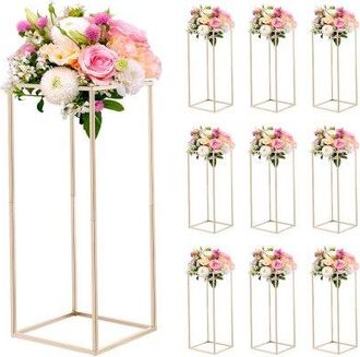 OEM Soporte Dorado Franc&eacute;s Floral Para Bodas, En Forma De Columna, Con Tornillos Ocultos, Estante Rectangular C&uacute;bico Para Exhibici&oacute;n De Flores En Fiestas 
