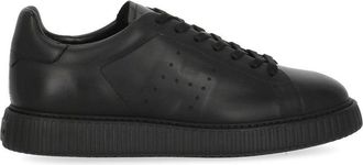 Hogan Black Monochromatic Smooth Leather Low-Top Sneakers