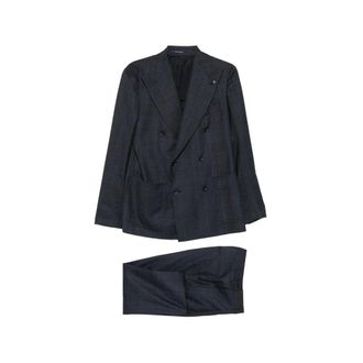 Tagliatore Double Breasted Suits, male, Blue, Size: L Double-Breasted Suit
