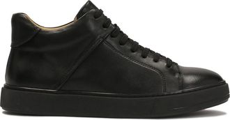 Kazar Minimalistische heren sneakers van glad leer - Heren - Sneakers - Zwart - 44 EU - Leer - Schoenen